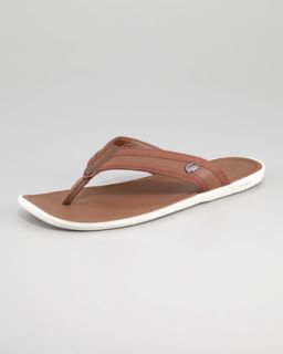 N23LB Lacoste Carros Leather Thong Sandal, Tan