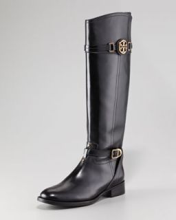 Gravati Perforated Cuff Flat Leather Boot   