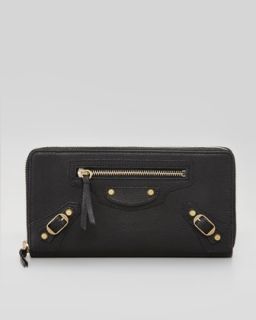 Balenciaga Classic Golden Continental Zip Wallet, Black   Neiman