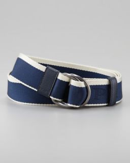 N21XR Prada Striped Nylon Belt, Blue/White