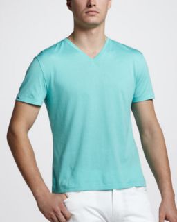 N22WD Ralph Lauren Black Label V Neck Tee, Pale Aqua