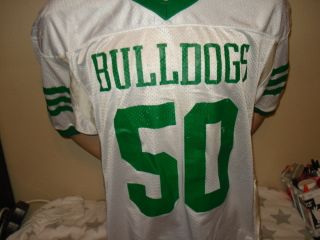  used BULLDOGS high school football jersey green white 46 l ALBUQUERQUE