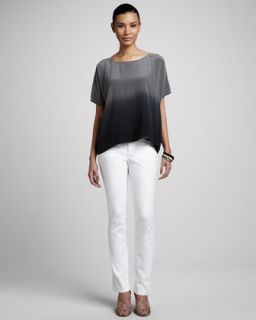 47VA Eileen Fisher Ombre Wedge Silk Top & Stretch Twill Jeans, Women