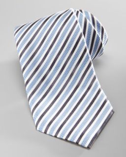 N23WU Ermenegildo Zegna Striped Silk Tie, Light Blue/Navy