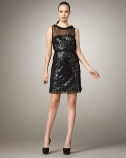 Phoebe Couture Sequined Illusion Dress   