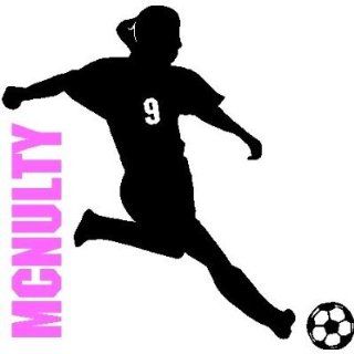 SOCCER GIRL WITH CUSTOM NAME/NUMBER.WALL ART STICKERS