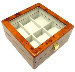 New Design Heiden Premier Burlwood Watch Box Display Storage Case for