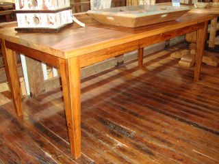 Reclaimed Antique Heart Pine Factory Floor Wood Table Desk Tapered