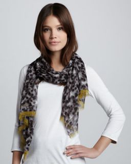 Layered Chalk Dot Print Scarf, Dark Trench