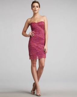 Nicole Miller Two Tone Strapless Lace Dress   