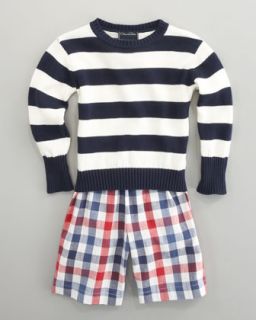 49D6 Oscar de la Renta Striped Knit Sweater & Plaid Shorts
