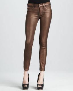 Hudson Nico Copper Minx Glitter Mid Rise Super Skinny Jeans   Neiman