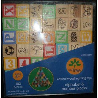  Wood Alphabet & Number Blocks 102 Pieces & Storage Bag Toys & Games