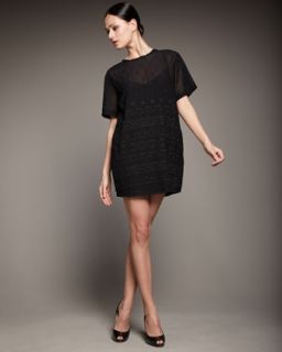 DKNY Eyelet Short Sleeve Dress   