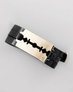 Y1B39 McQ Alexander McQueen Mini Razor Blade Wrap Bracelet, Black