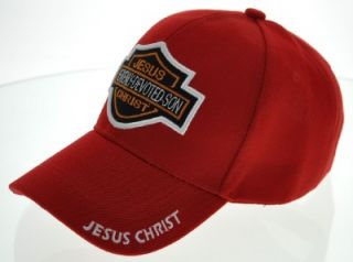 HEAVENLY DEVOTED SON JESUS CHRIST HARLEY DAVIDSON BALL CAP HAT RED