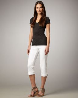 Not Your Daughters Jeans Erin Optic White Stripe Cuff Capris, Womens