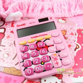 Hello Kitty Electronic Calculator Cartoon Pink Counter 12 Digital