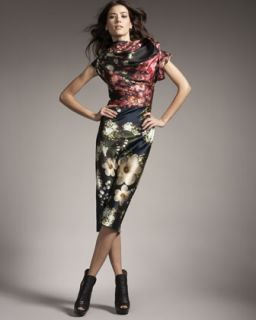 Vera Wang Mixed Floral Print Dress   
