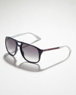 N1URM Gucci Plastic Aviator Sunglasses, Blue