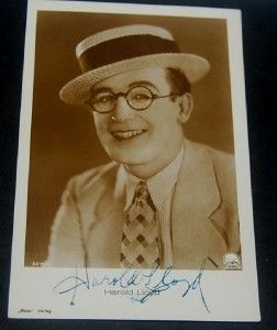 Very RARE Harold Lloyd Hand Signed Postcard and Great Print D 1971