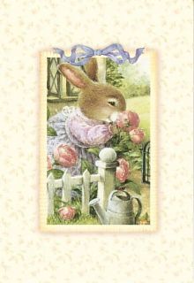 Holly Pond Hill Bunny Rabbit Pink Flower Thinking Of You Greeting Card