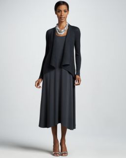 Eileen Fisher Shawl Collar Cardigan & Sleeveless Jersey Dress, Womens