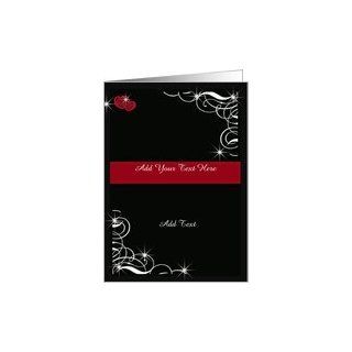 Sweet 16 Party Invitation Black with White Swirls and Red