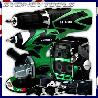 Hitachi 18V Slide Li ion 5PCE Drill Grinder Combo Kit DV18DSFL