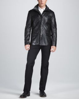 John Varvatos Leather Military Jacket, Slim Fit Dress Shirt & Straight