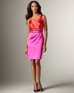 Kay Unger New York Chain Detail Colorblock Dress   