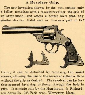 1907 Ad Revolver Grip Gun Harrington & Richardson Arms   ORIGINAL