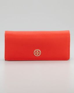 L01YU Tory Burch Robinson Envelope Continental Wallet, Red/Beige
