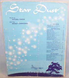 Star Dust Sheet Music Hoagy Carmichael Parish Vntg 1947