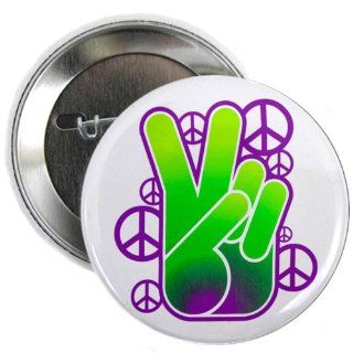 2.25 Button Peace Symbol Sign Neon Hand 