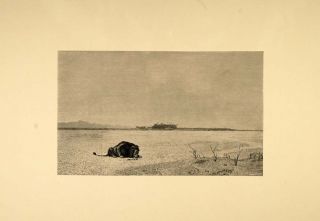 1893 Print Painting Thirst Lion Desert Jean Leon Gerome   ORIGINAL