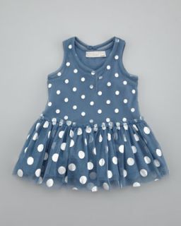 Z0XVF Stella McCartney Baby Bell Dotted Tulle Dress, Blue