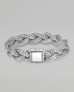 49NV John Hardy Medium Braided Silver Chain Bracelet, Personalized