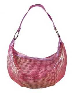 metallic pink metal mesh hobo bag purse handbag