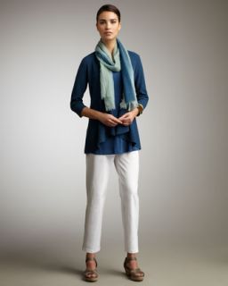 Eileen Fisher Whisper Silk Ombre Scarf, Notch Collar Knit Jacket