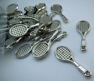 Lot Bulk 100pcs Acrylic Silver Plate Spacer Racket Link Ring Pendant
