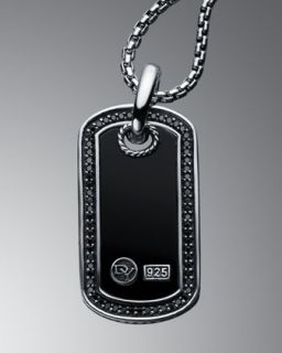 David Yurman Large Black Onyx Tag Necklace   