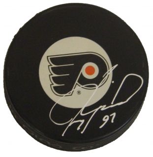 Jeremy Roenick Signed Flyers Logo Hockey Puck Schwartz