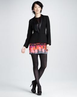 43F4 Milly Iris Leather Lapel Jacket & Colette Printed Silk Dress