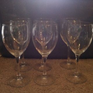 Set Of Six 6 White Wine Glasses Crystal Nice Gift