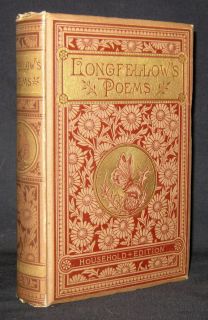 Henry Wadsworth Longfellow POETICAL WORKS Antique Decorative Binding