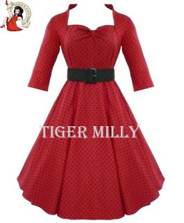 Hell Bunny 50s Rockabilly Momo Vintage Swing Dress Red