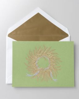 Crane & Co. 50 Engraved Gold Wreath Christmas Cards   