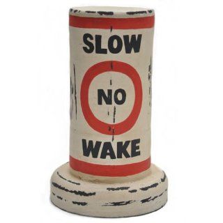 Slow No Wake Wood Round Buoy 14.25 Rules Float Bob Ocean