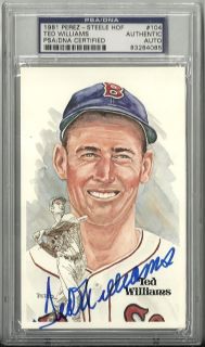 HOFer Ted Williams Deceased Signed Perez Steele Boston Red Sox PSA DNA